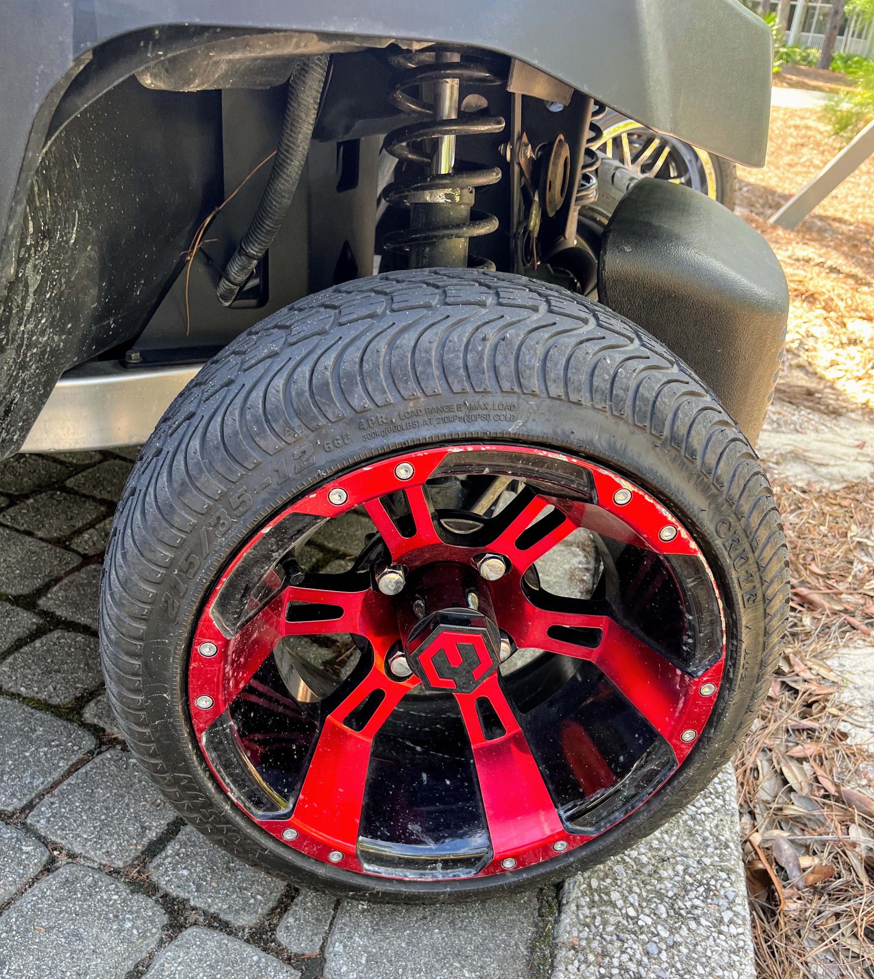 red golf cart wheels