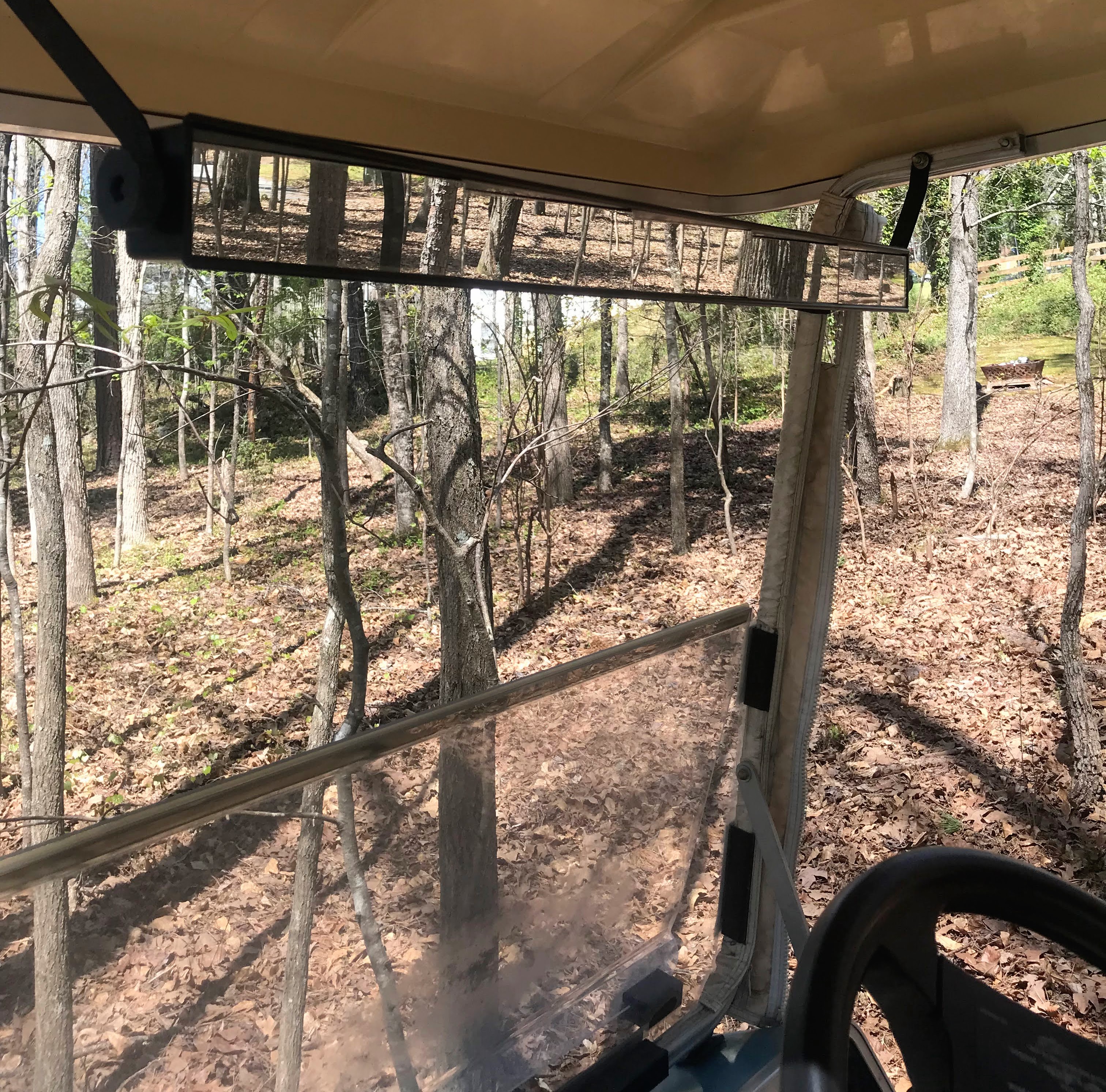 a golf cart rear view mirror