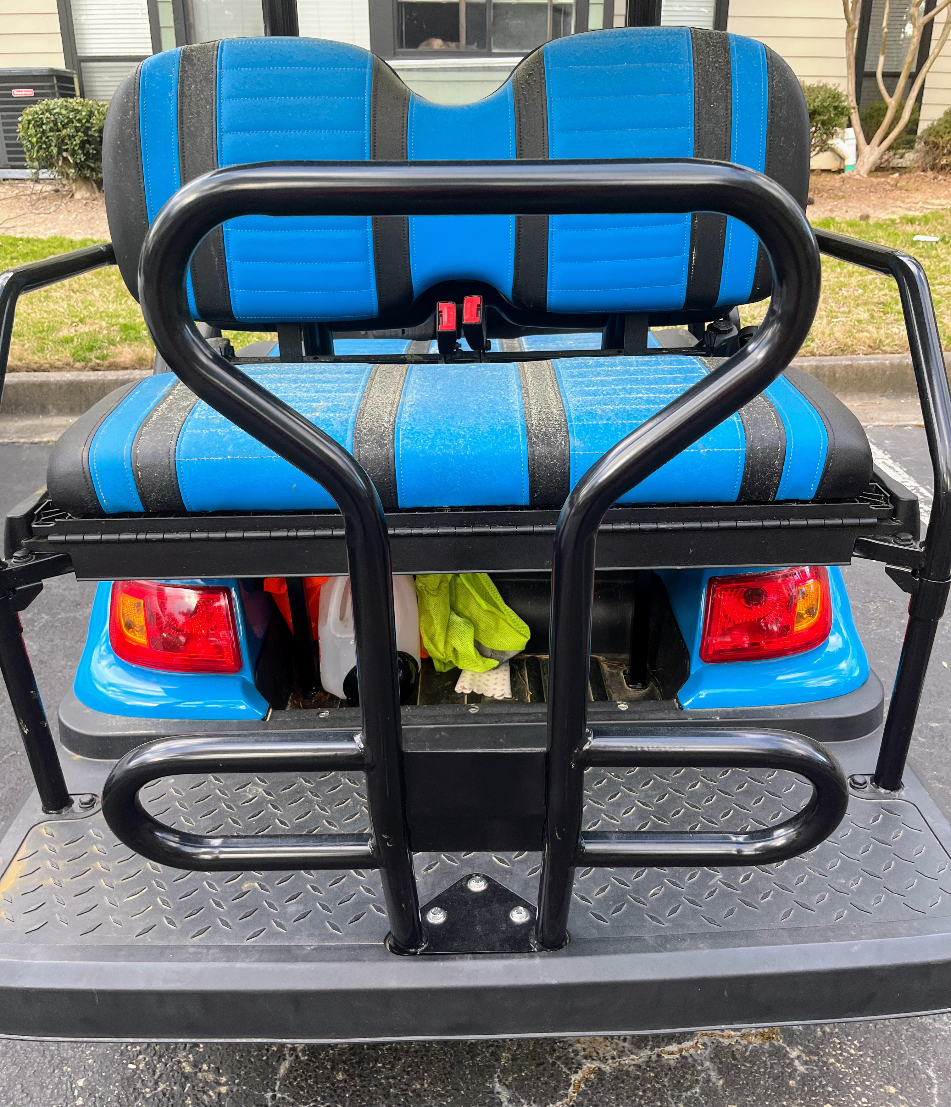 golf cart grab bar blue seats