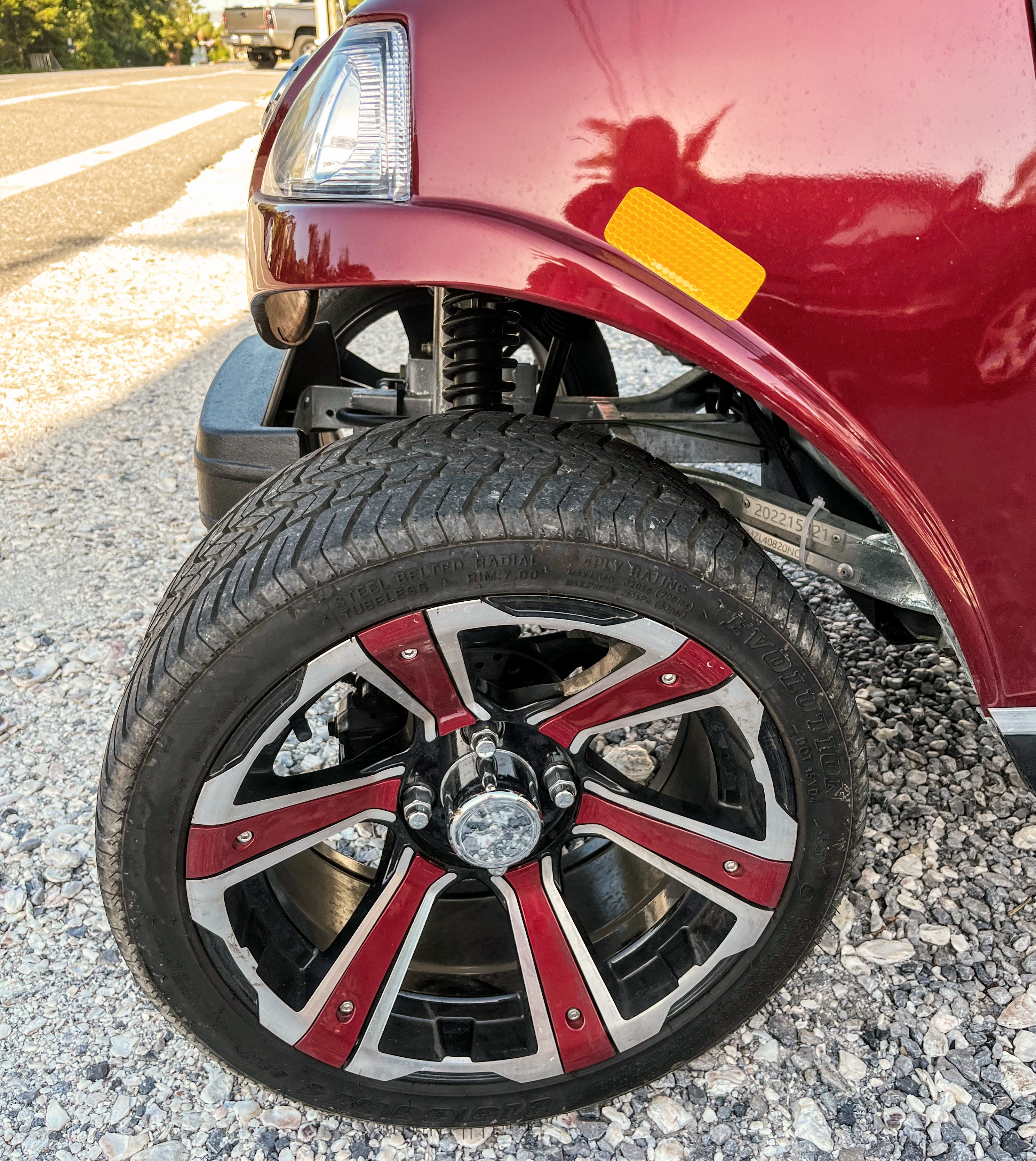 red golf cart wheels