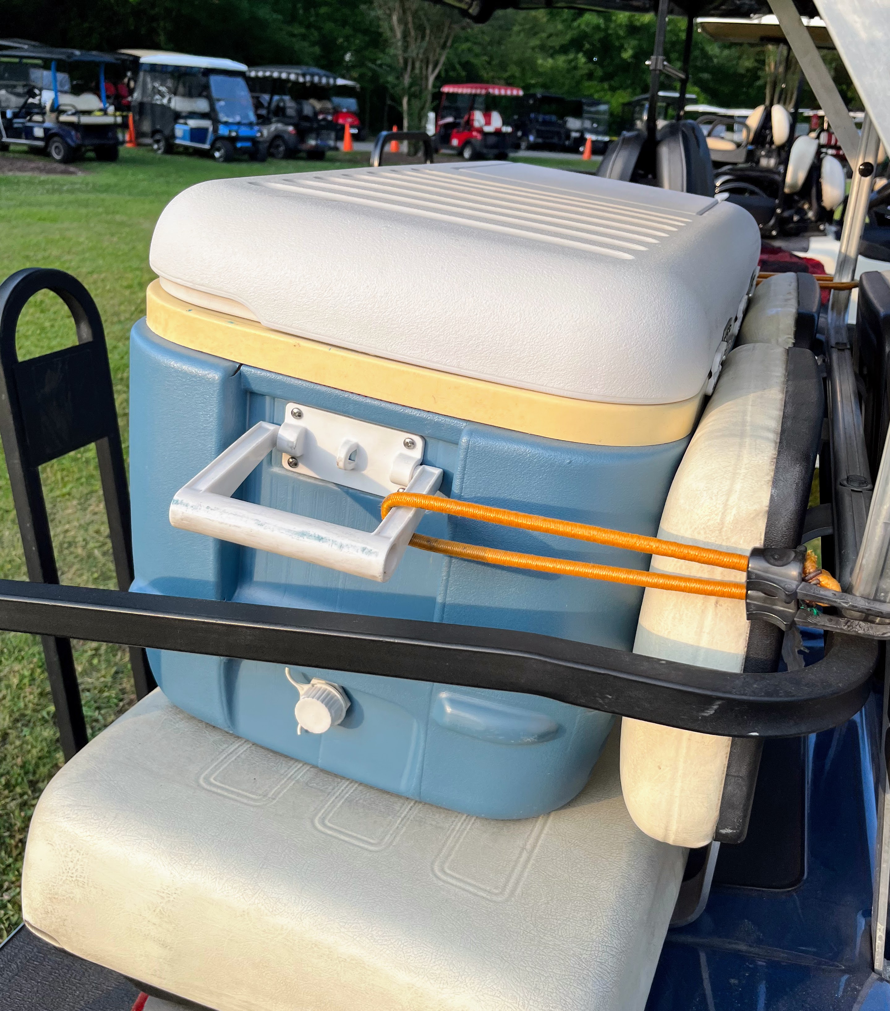 large cooler on rear seat bungee cord