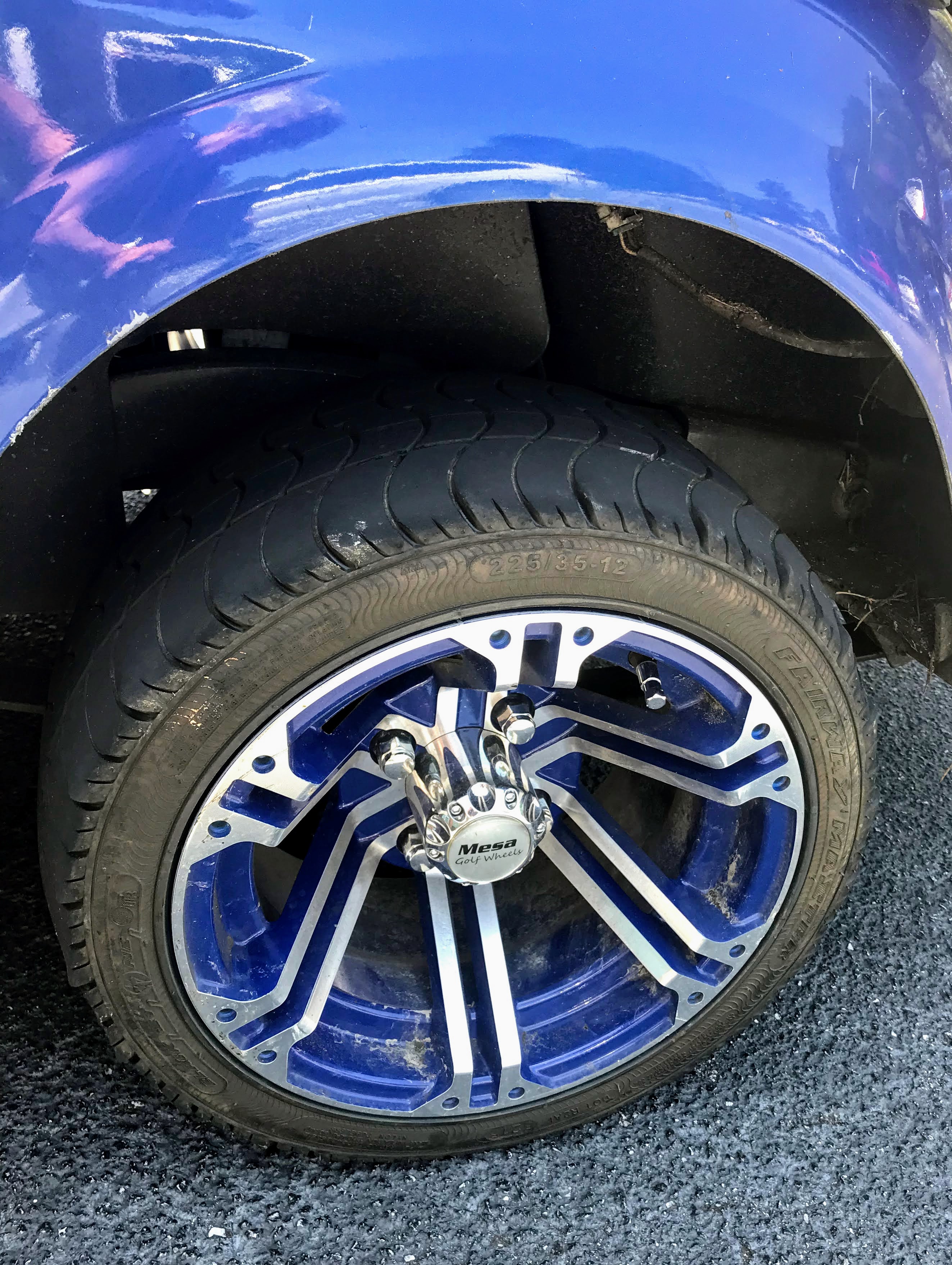 blue golf cart wheels