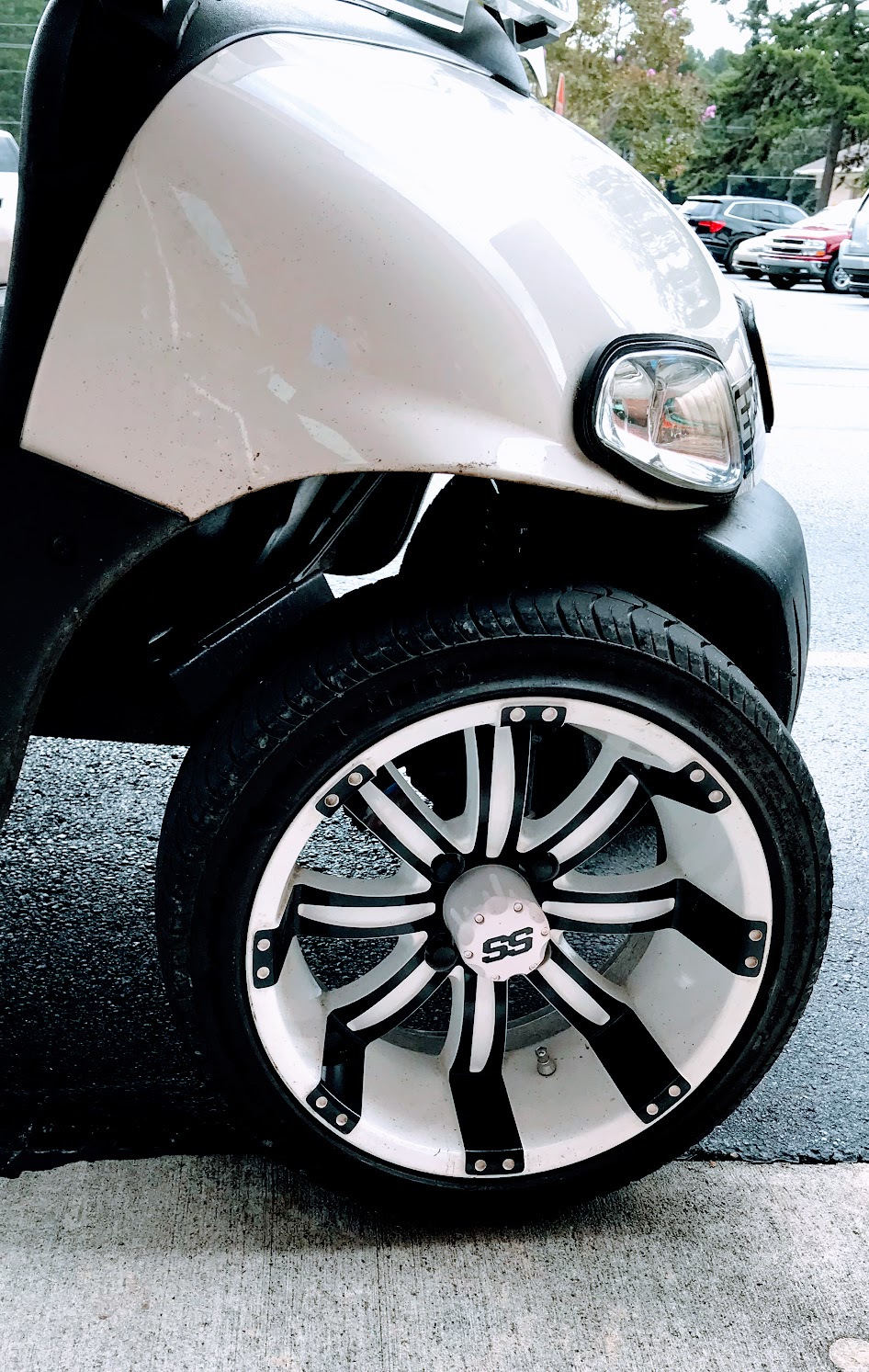 white golf cart wheels