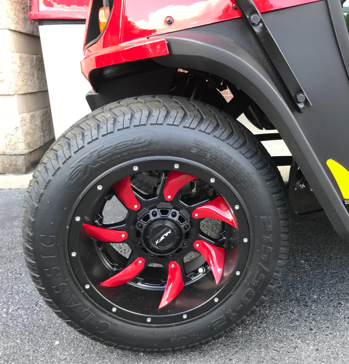red golf cart wheels