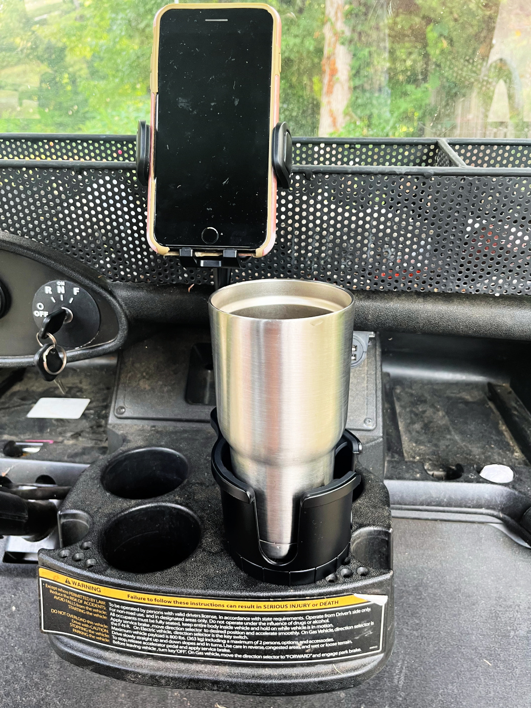 front view cup holder cell phone