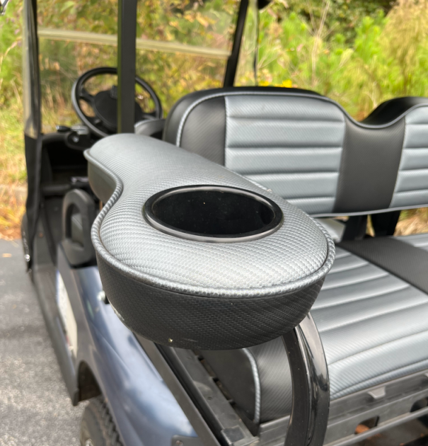 grey and black golf cart armrest