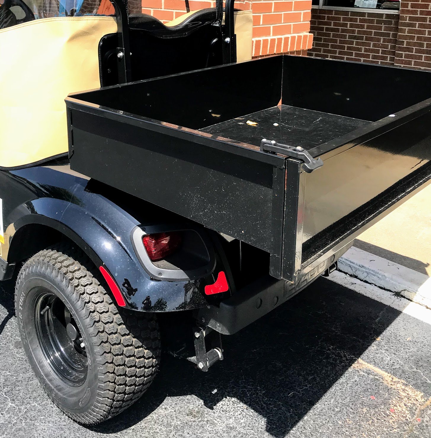 steel golf cart cargo box on 2 seater golf cart