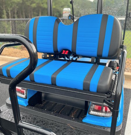 blue with black stripes custom golf cart seat cover