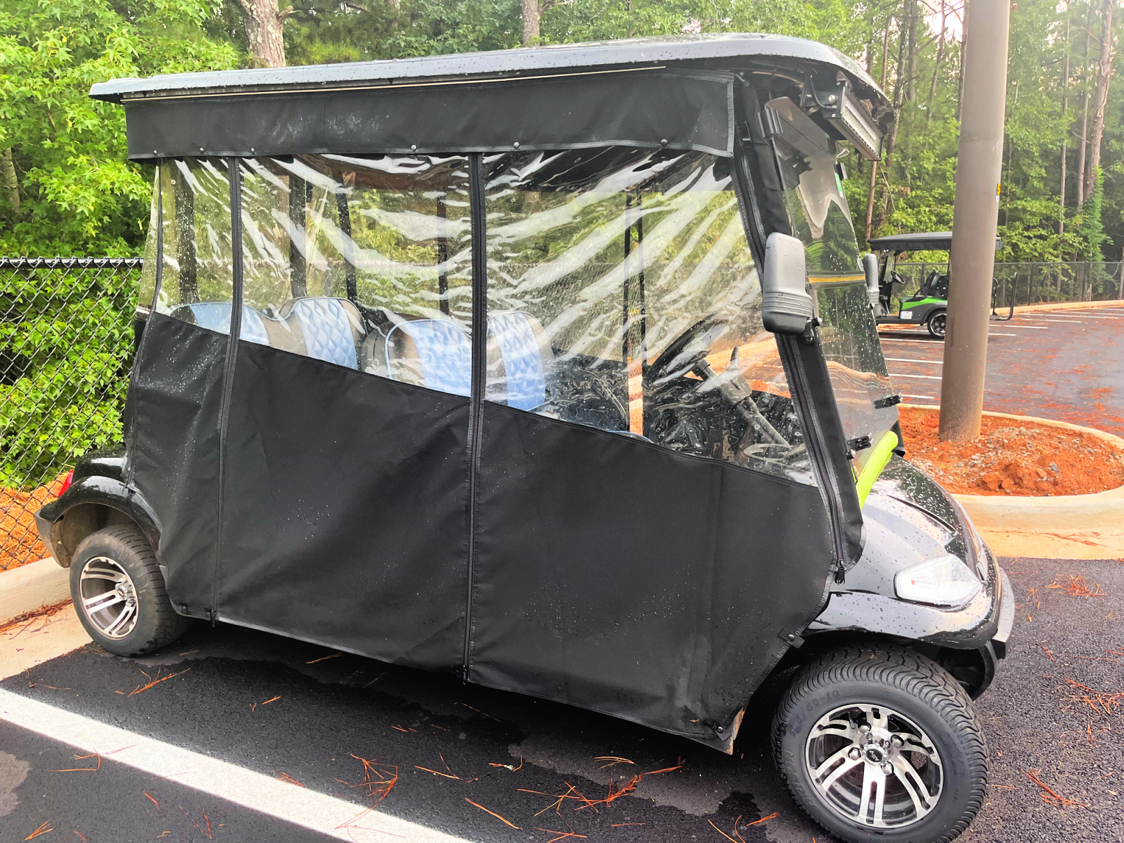 black 4 seater EZ Go golf cart enclosure