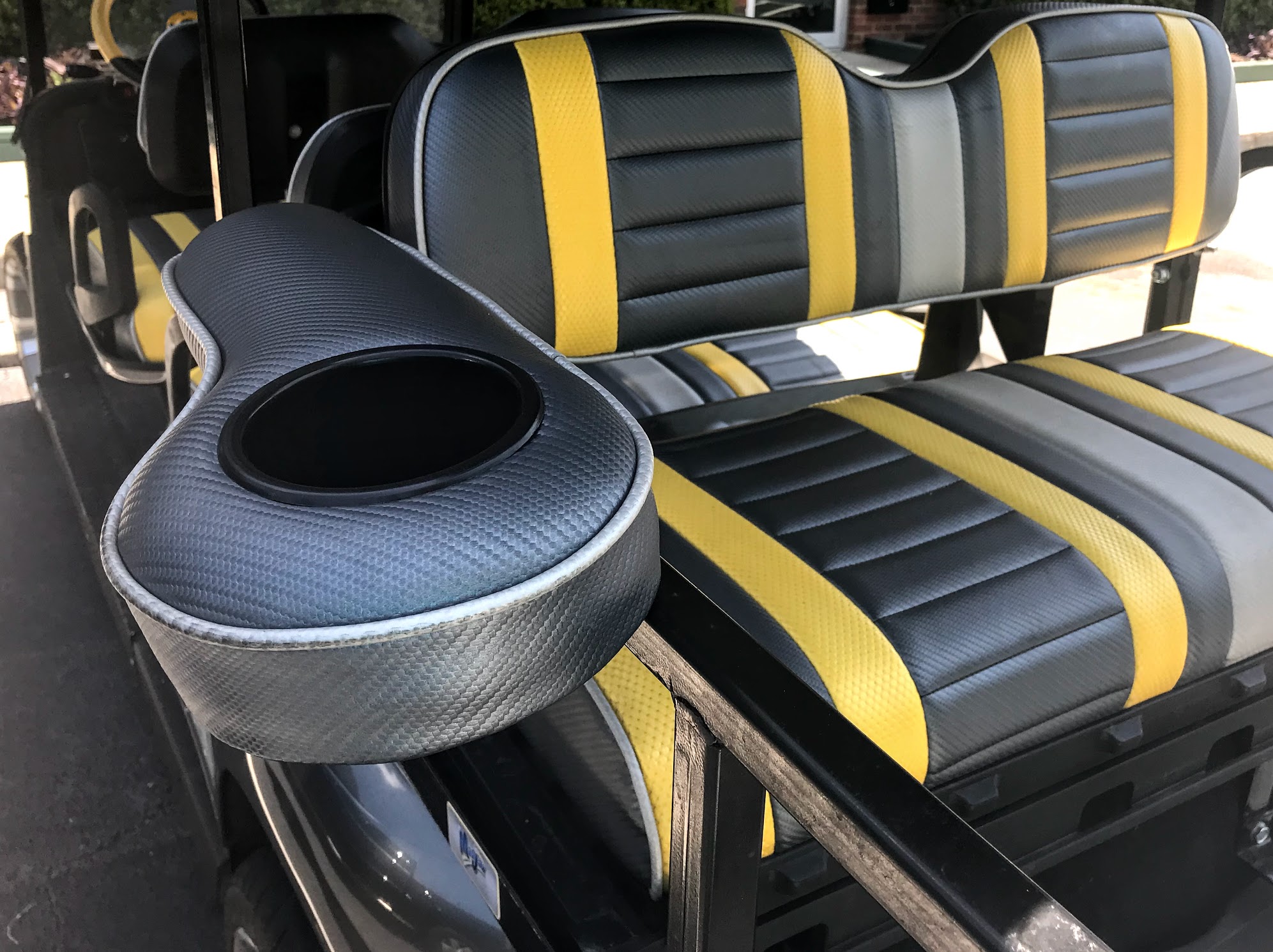 customized golf cart with rear seat arm rest