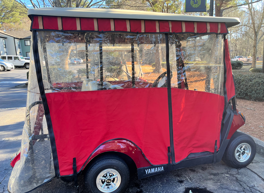 custom red Yamaha golf cart cover